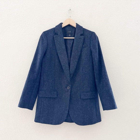 J. Crew Alfie Blazer Navy English Wool Herringbone Classic Preppy Academia 2 - Picture 4 of 16